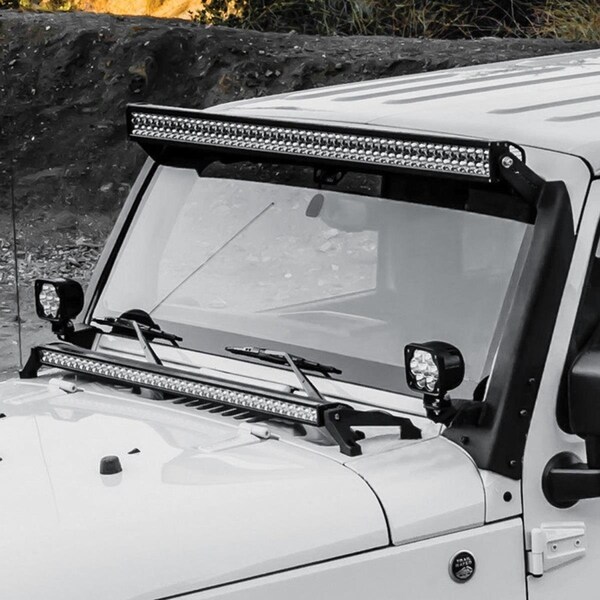 Perfectpitch 6241035 50 in. Snyper Textured Black Windshield Frame Mounts for LED Light Bar & up to 8 in. Lights PE740597 - main